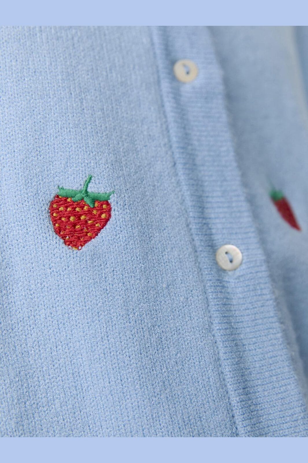 Object - Objthess 3/4 Sleeve Cardigan - 4621041 Serenity Strawberry Embroidery