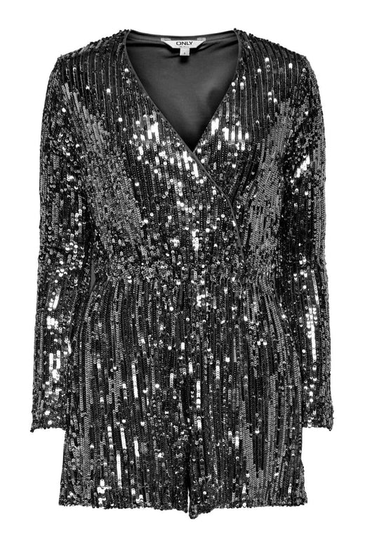 Only - Onlamabel Ls Sequins Playsuit - 4929710 Black Sequnis Buksedragter 