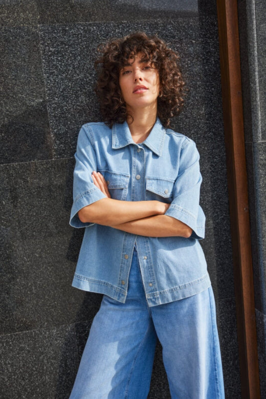 Only - Onlbelle S/S Shirt Gua 15347084 - 4774524 - Light Blue Denim Skjorter 