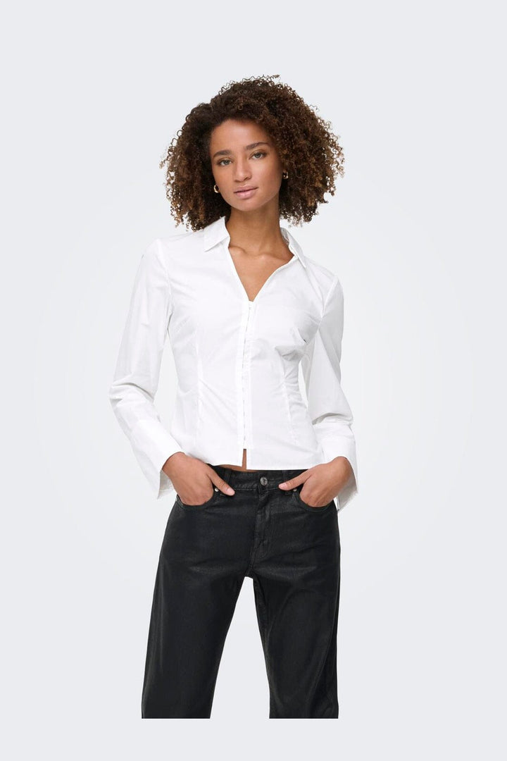 Only - Onlbeya Ls Fitted Hook Shirt - 4942456 Bright White