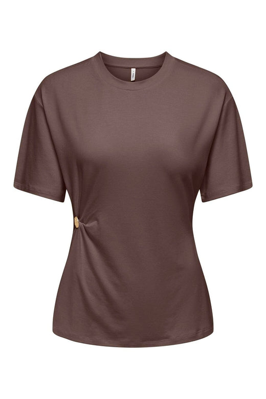 Only - Onlceline S/S Button Top Ff - 5081360 Chocolate Martini Light Gold Button