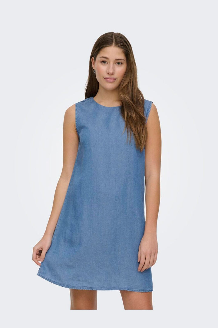 Only - Onlcharis Life Sl Short Dress Cc - 4910754 Medium Blue Denim
