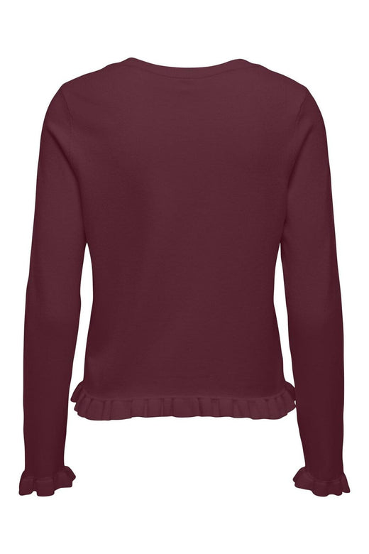 Only - Onlcinderel Ls Frill Cardigan Knt - 4980177 Windsor Wine