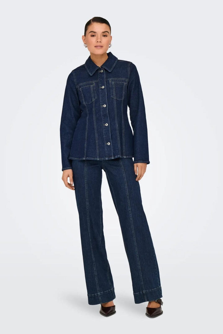 Only - Onlelle L/S Fitted Jkt Gua - 4827007 Dark Blue Denim Rinse