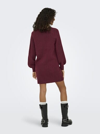 Only - Onlemma Life Ls Button Onec Dress Cc Knt - 4853471 Cabernet Melange/Gold Button Kjoler 