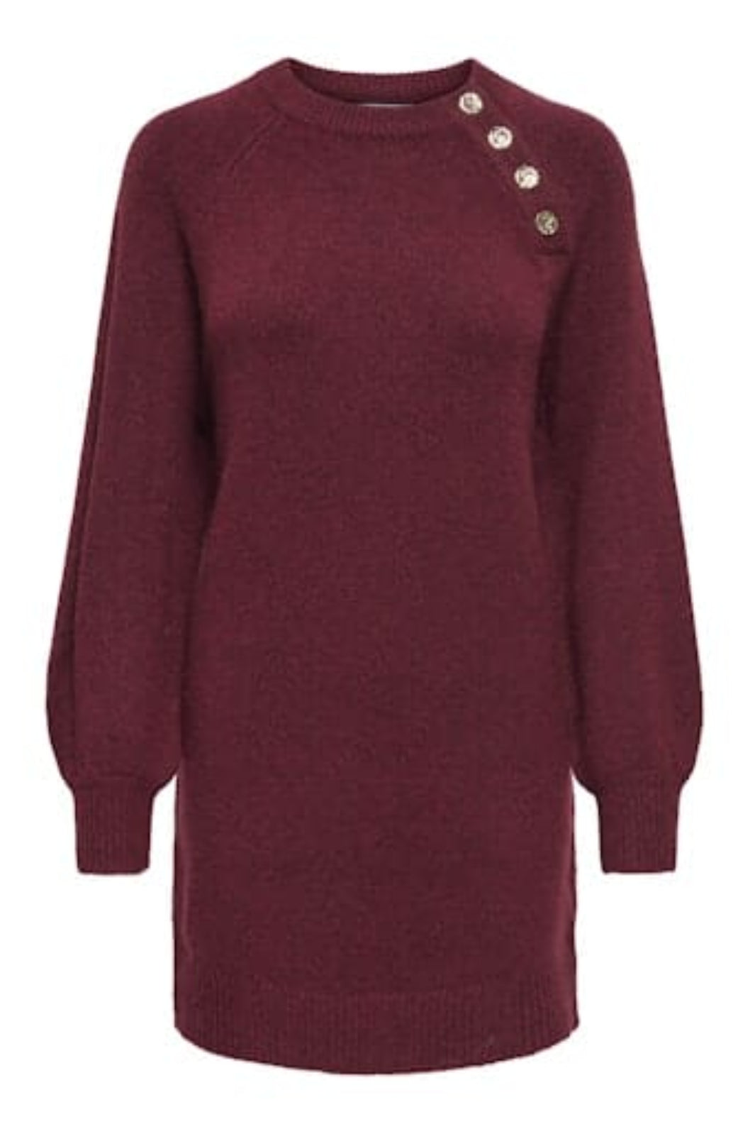 Only - Onlemma Life Ls Button Onec Dress Cc Knt - 4853471 Cabernet Melange/Gold Button Kjoler 