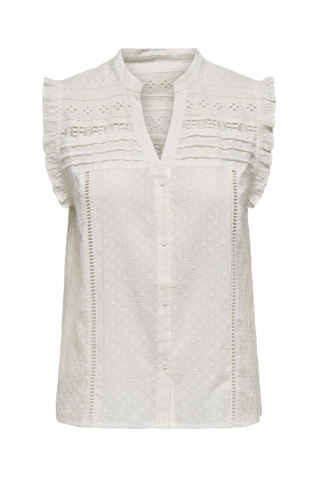 Only - Onlevelyn Sl V-Neck Top Ox - 4925952 Cloud Dancer