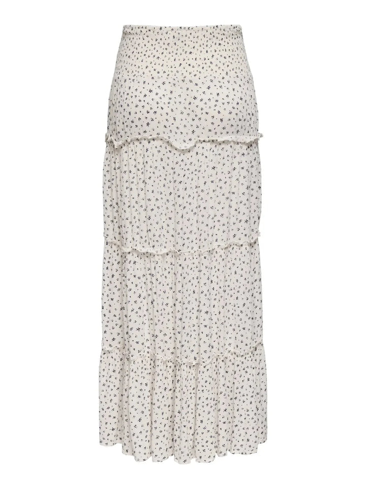 Only - Onlfernanda Life Layred Long Skirt - 5022848 Cloud Dancer Lukki Blue Ditsy Nederdele 