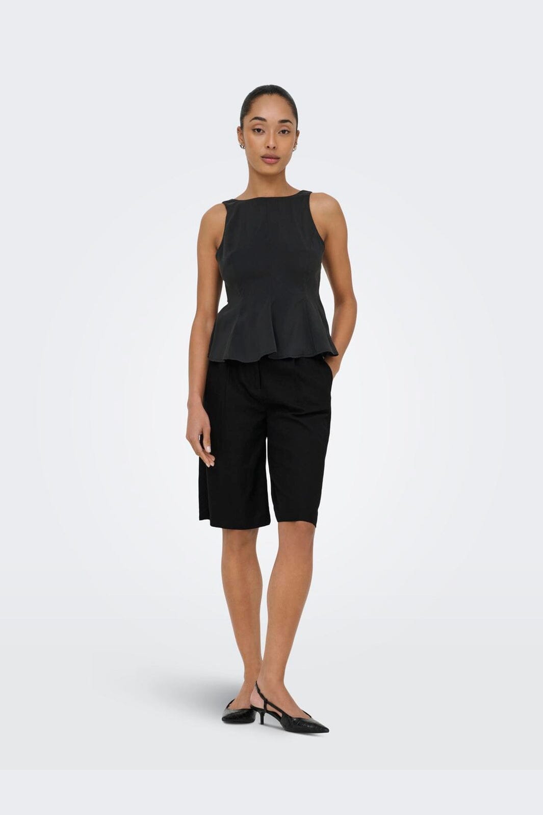 Only - Onlgoa Linen Bl Long Shorts Cc Tlr - 4942151 Black