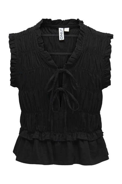 Only - Onlgoa S/S Linen Bl Frill Top Cc - 4910193 Black