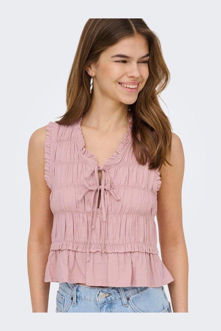 Only - Onlgoa S/S Linen Bl Frill Top Cc - 4942278 Burnished Lilac