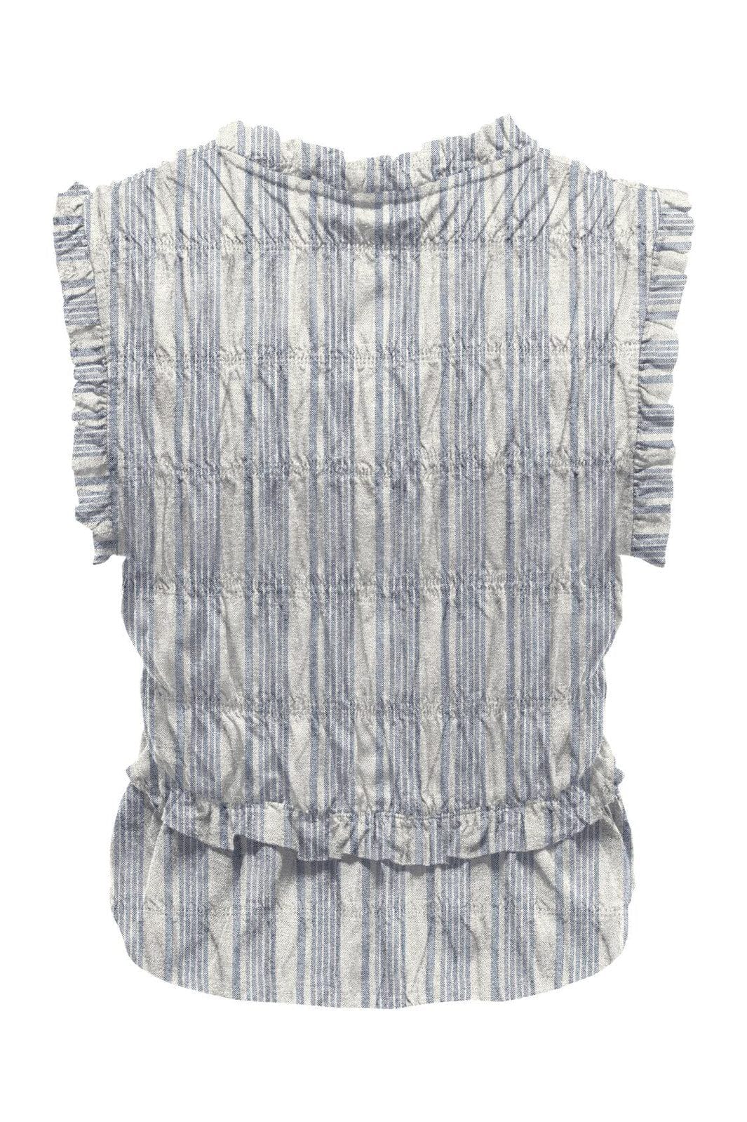 Only - Onlgoa S/S Linen Bl Frill Top Cc - 4984980 Coronet Blue Bright White