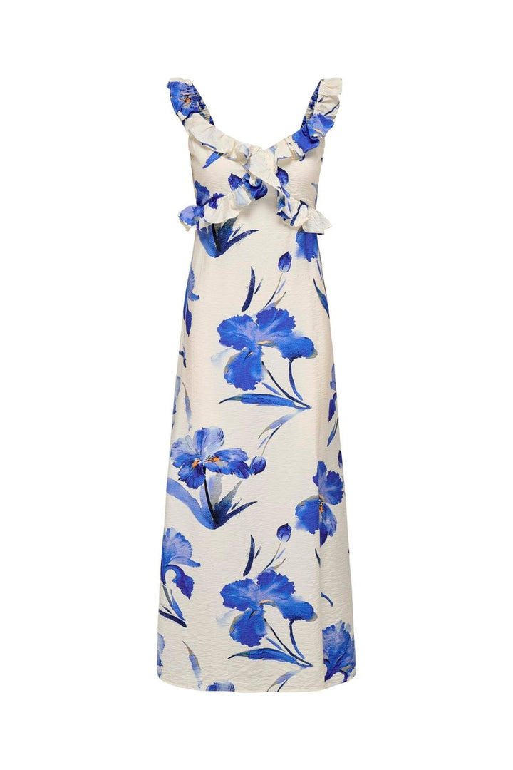 Only - Onlhyaci S/L Frill Long Dress - 4995371 Bright White Big Blue