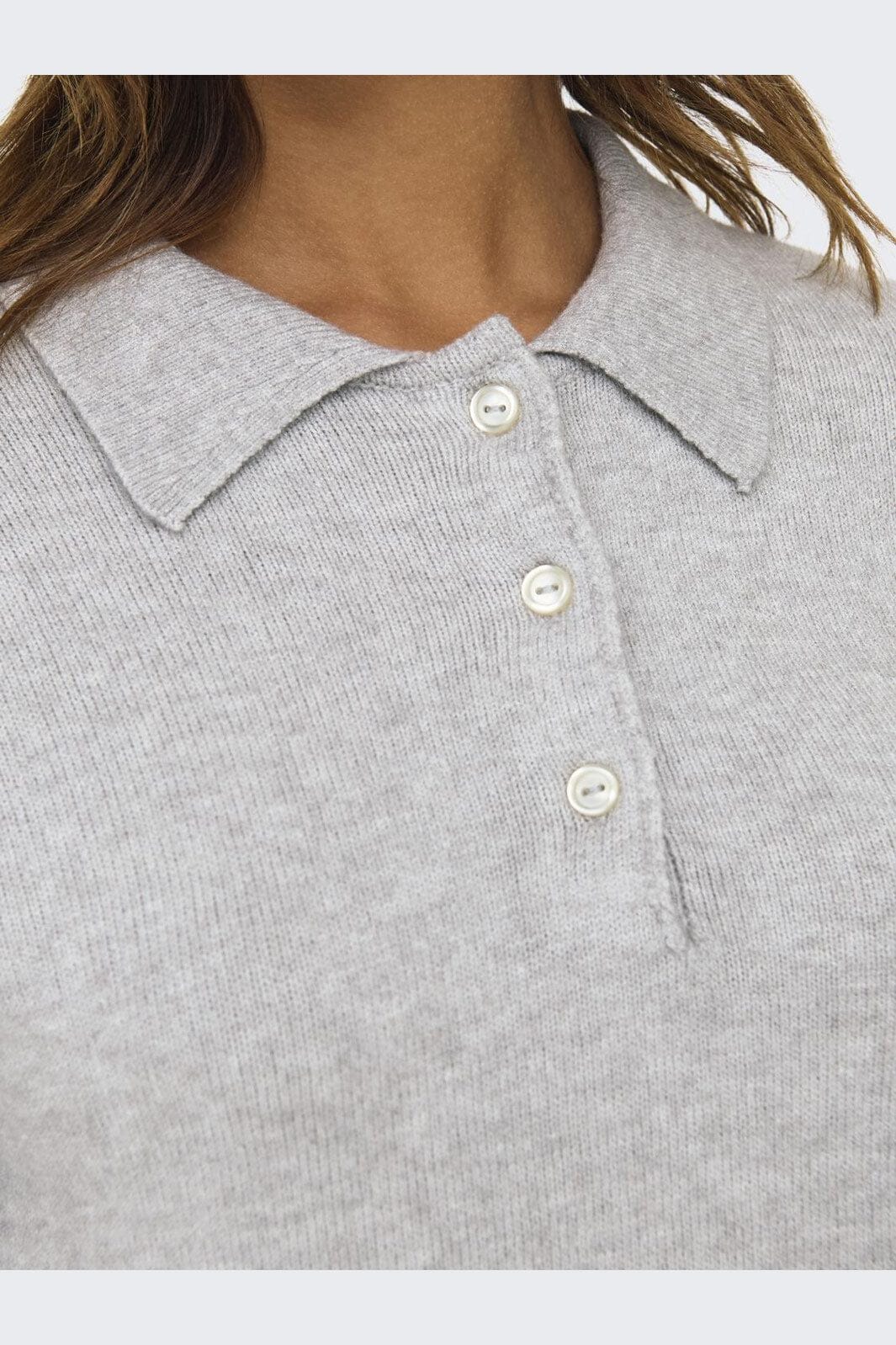 Only - Onllana Polo Ls Pullover Knt - 4845166 Light Grey Melange
