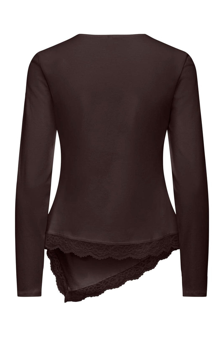 Only - Onllive Love L/S Ruching Top - 5130906 Chocolate Torte Dtm Lace