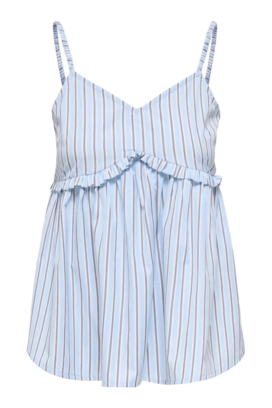 Only - Onlloris Strap Flowy Top - 5045018 Chambray Blue W. Bright White + Black Toppe 