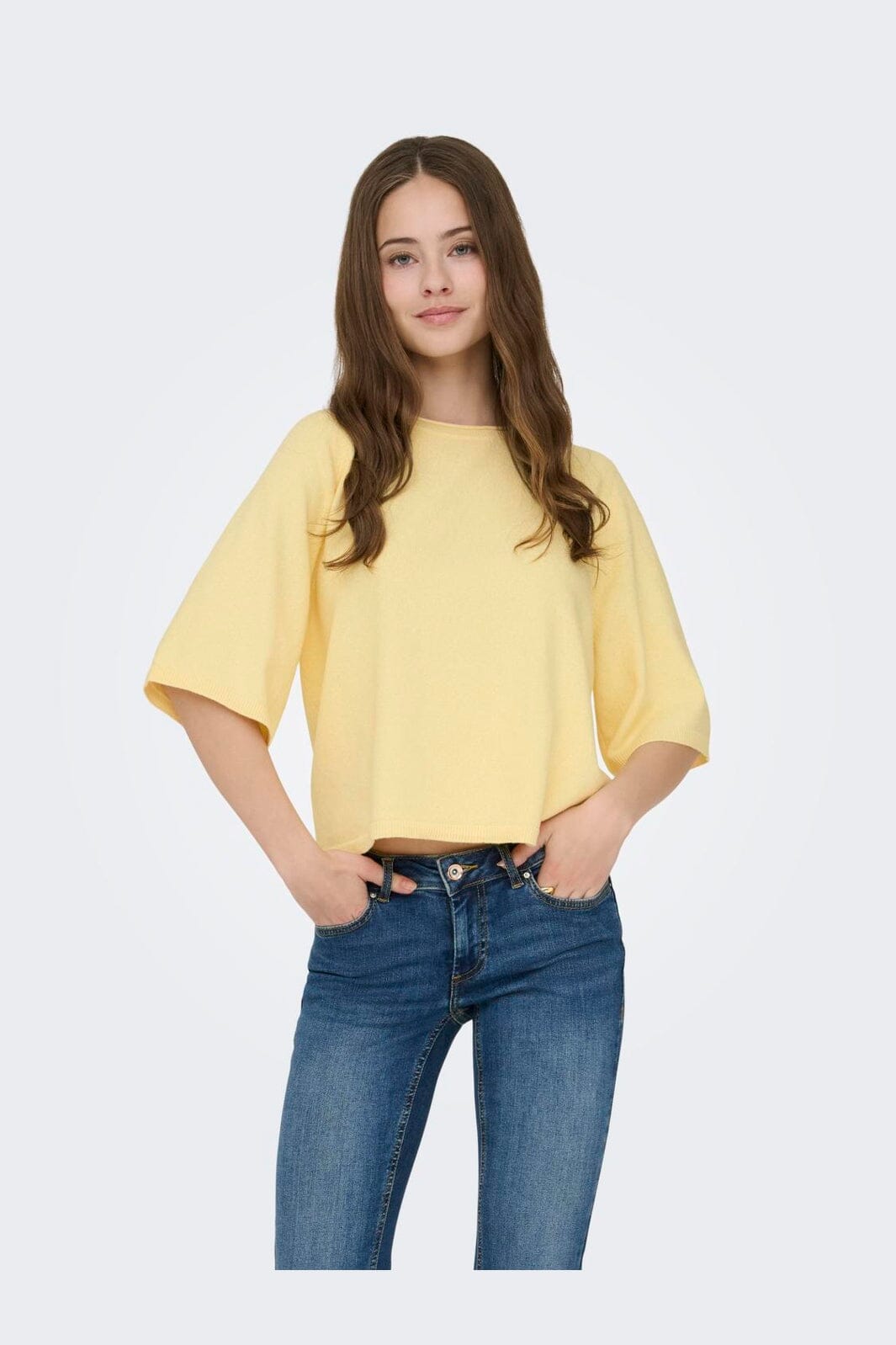Only - Onlloyal 2/4 O-Neck Knt - 4979625 Sunlight Melange