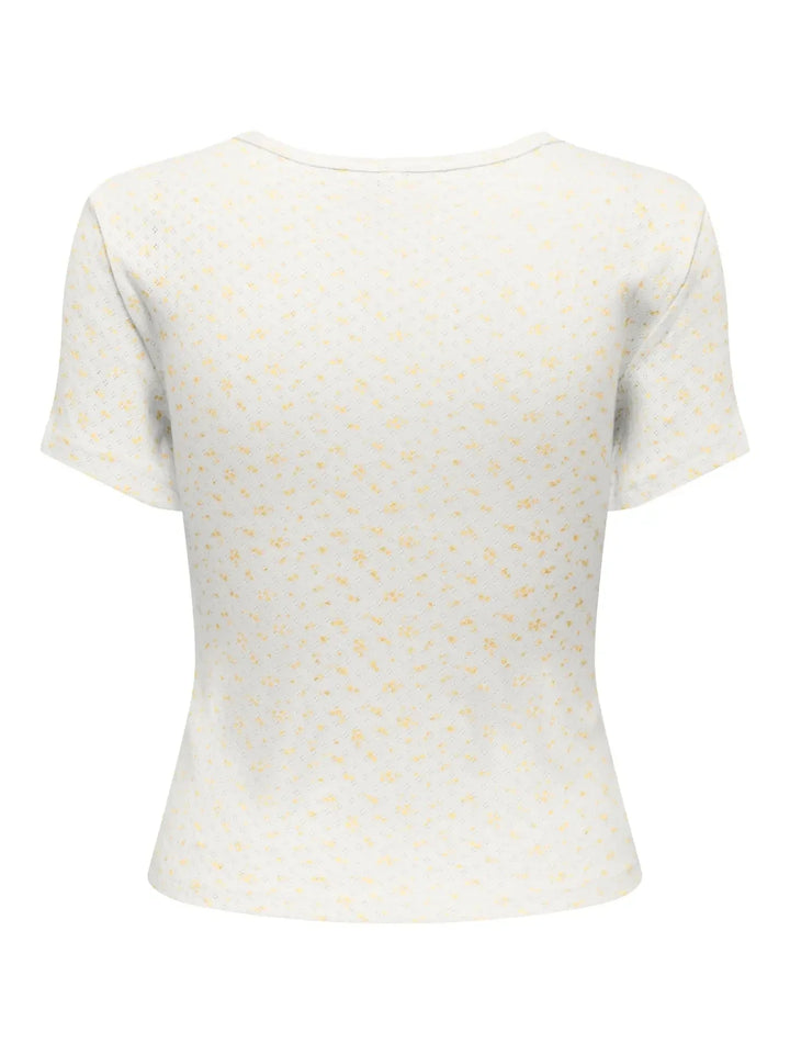 Only - Onlmadison S/S O-Neck Baby Tee - 5011786 Cloud Dancer Vivi Sunlight Toppe 