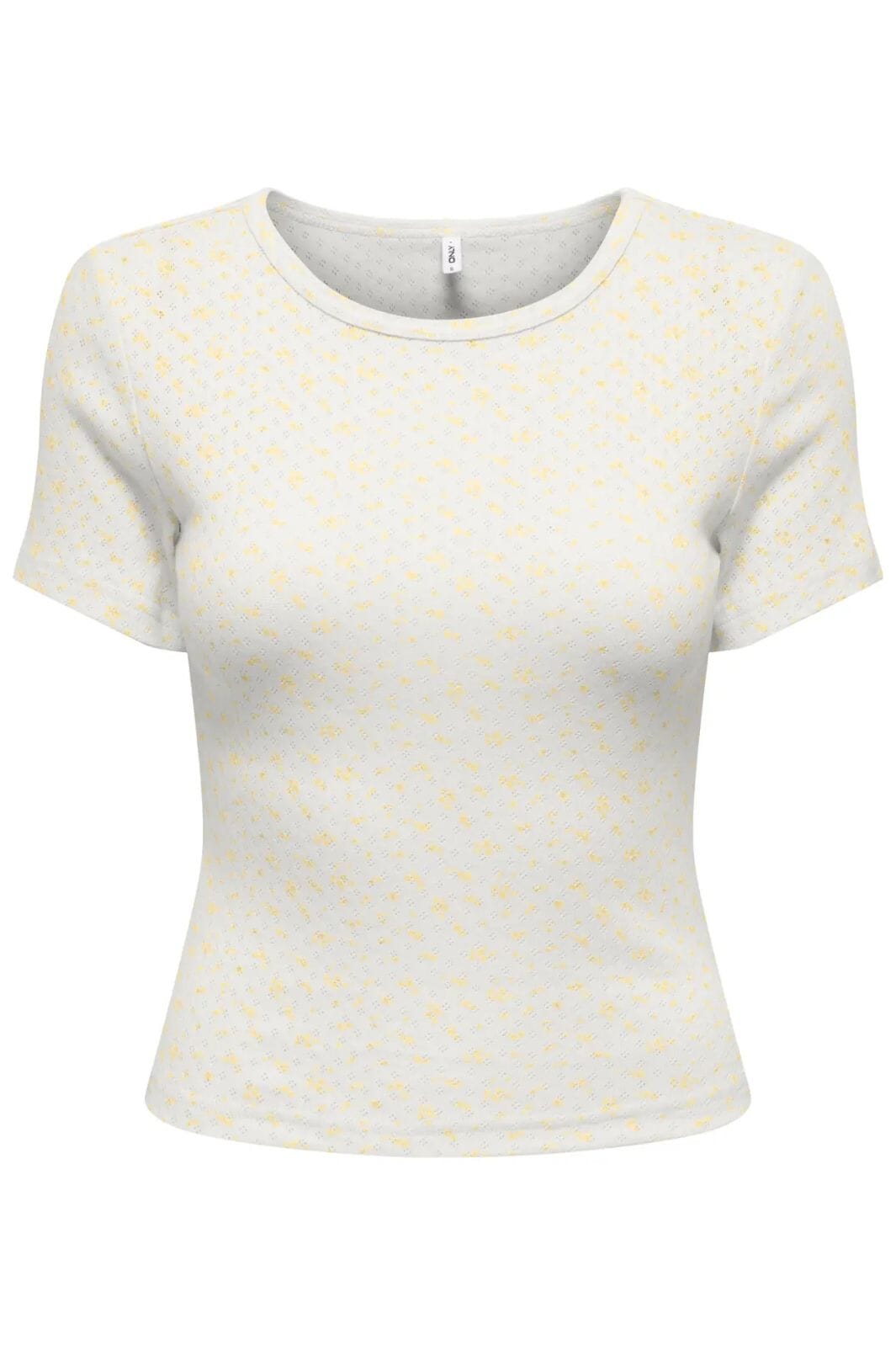 Only - Onlmadison S/S O-Neck Baby Tee - 5011786 Cloud Dancer Vivi Sunlight Toppe 