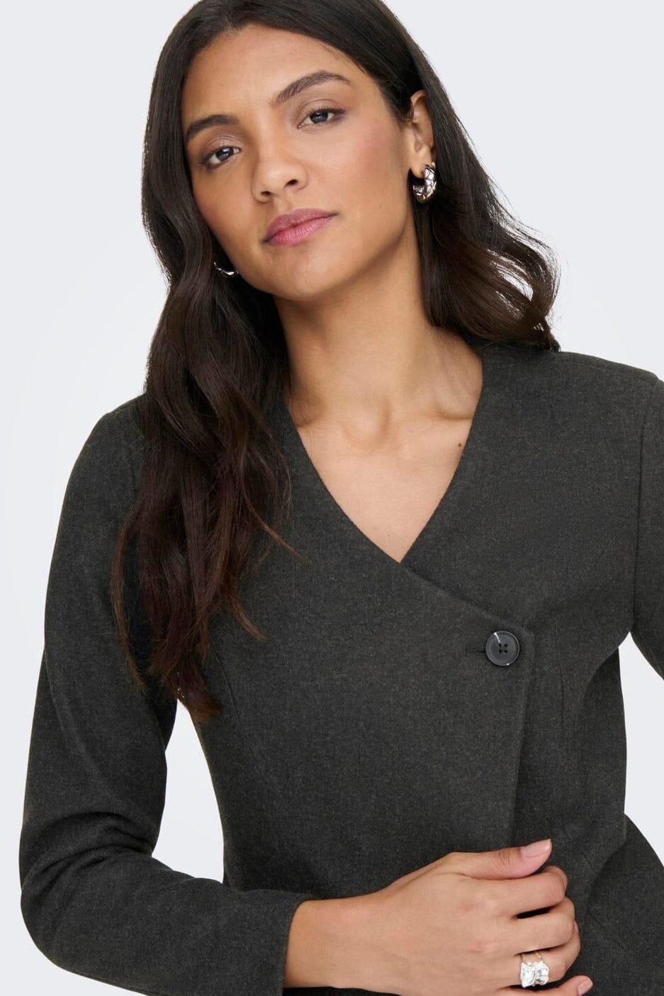 Only - Onlmaika L/S Asym Fit Jacket Ox - 4929080 Dark Grey Melange