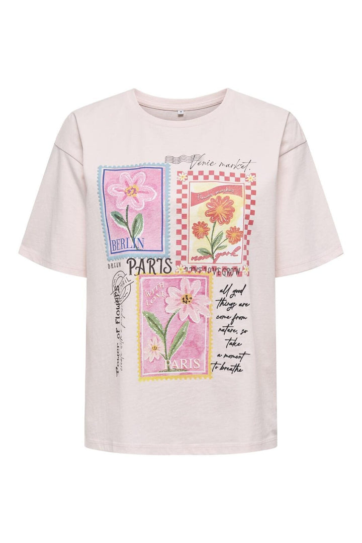 Only - Onlmaya Flower S/S Tee Box - 4945891 Icy Pink Pink Flower/City Stamps