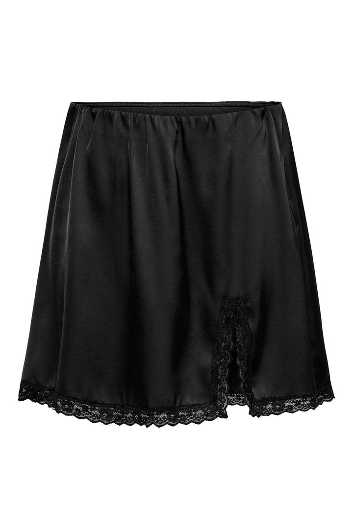 Only - Onlmenus Lace Satin Short Skirt - 5131875 Black Black Lace