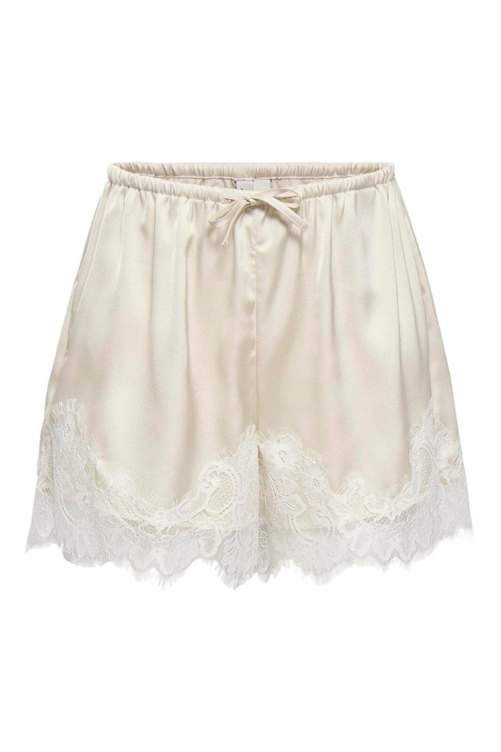 Only - Onlmenus Lace Satin Shorts - 5131878 Birch White Lace
