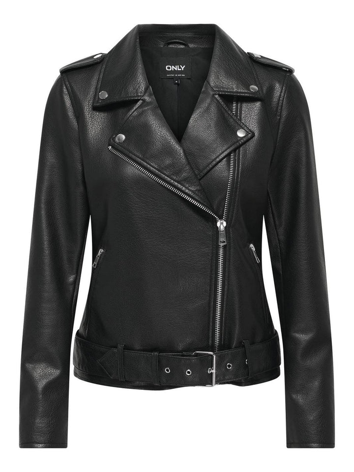 Only - Onlmille Faux Leather Biker Jacket - 4850787 Black