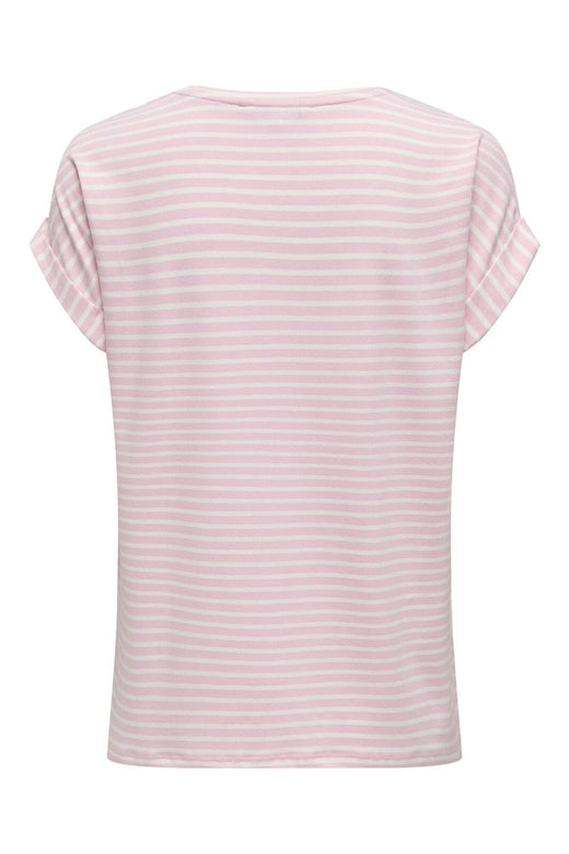 Only - Onlmoster Stripe S/S O-Neck Top - 4693917 Pink Lady Cloud Dancer