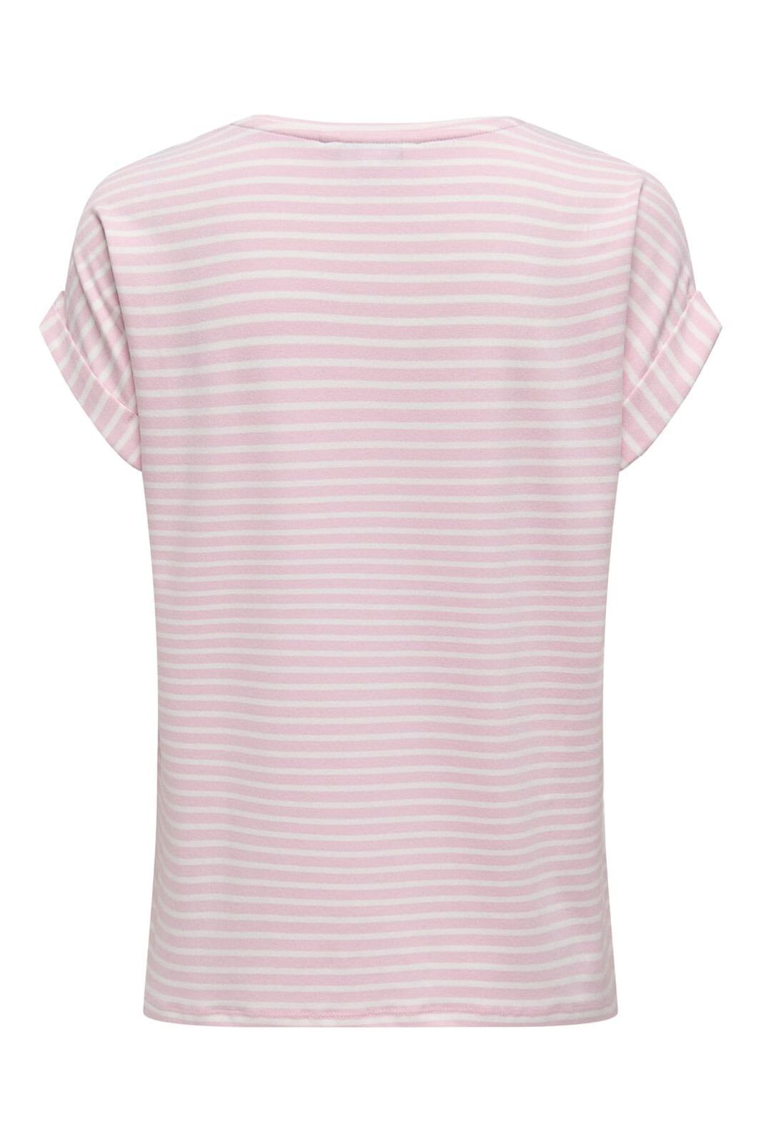 Only - Onlmoster Stripe S/S O-Neck Top - 4693917 Pink Lady Cloud Dancer