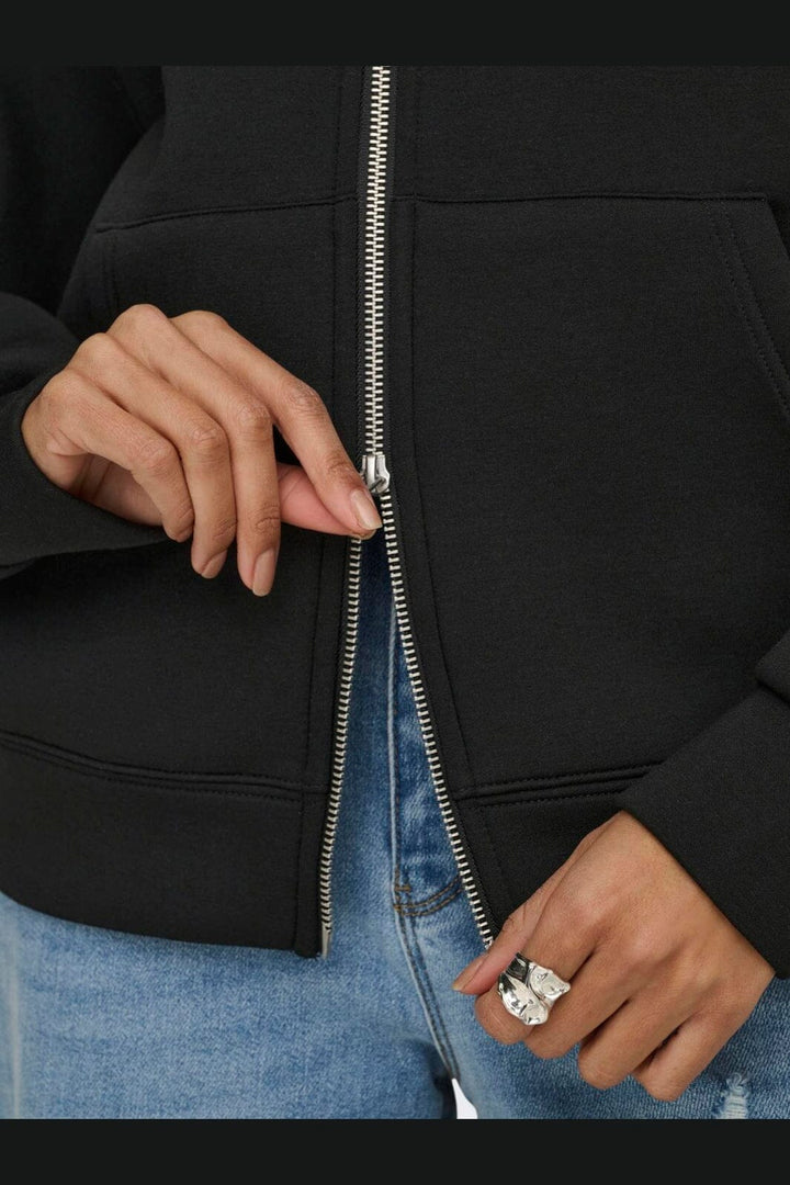 Only - Onlnaomi L/S Two-Way Zip Hoodie Swt - 5112666 Black