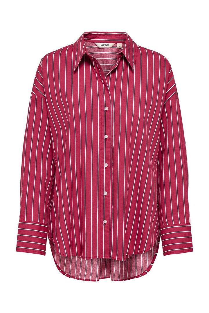 Only - Onloregon Nano Ls Shirt - 5116351 Deep Claret White