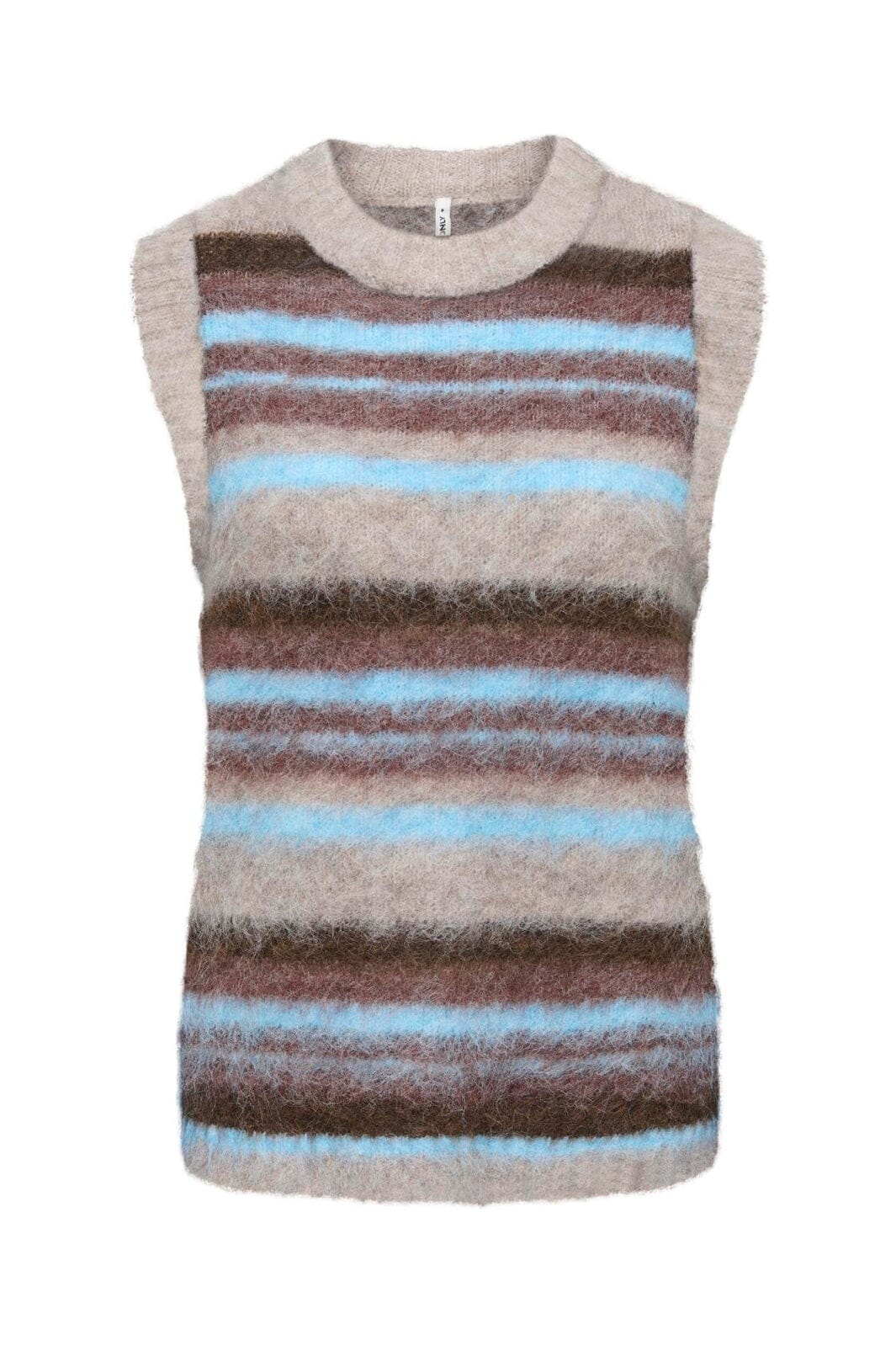 Only - Onlperil Sl O-Neck Vest Cc Knt - 5101061 Taupe Gray Block/Coffee B/Decad C/Blissf B/Mel