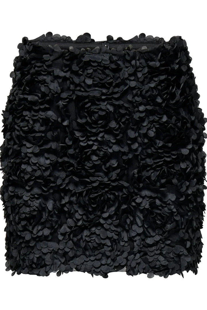 Only - Onlrosebloom Short Skirt - 4913284 Black Rose Flower (Black) Nederdele 