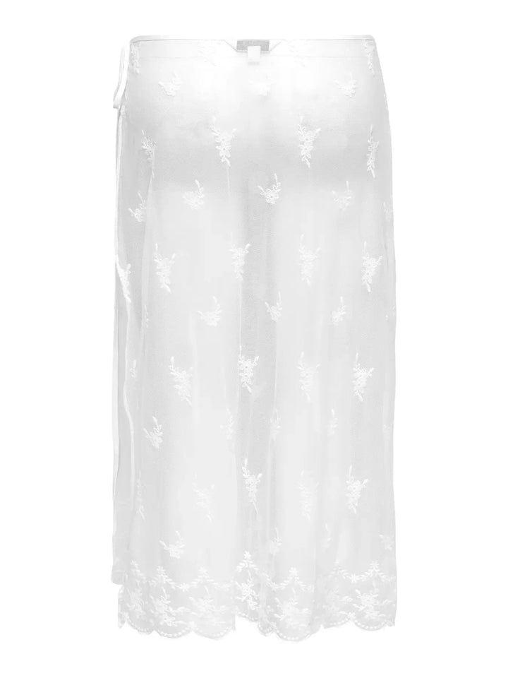 Only - Onlsafea Midi Mesh Lace Tie Skirt - 4987619 Bright White Nederdele 