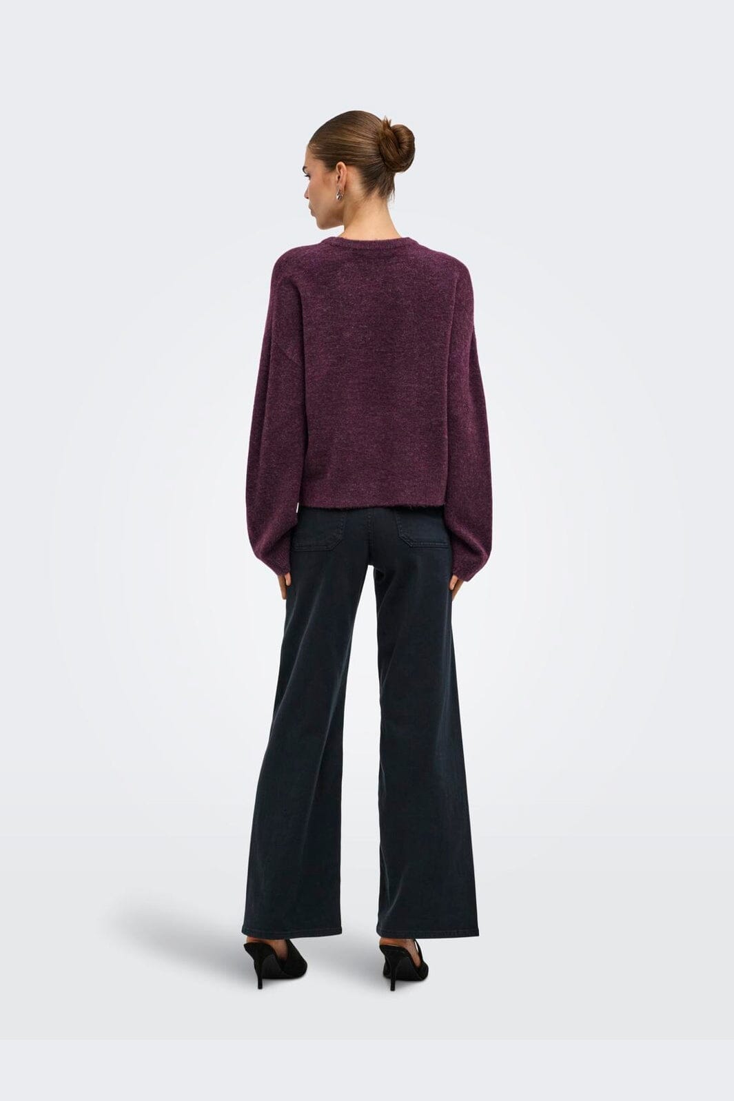 Only - Onlsimoni L/S O-Neck Pullover Knt - 5082233 Mauve Wine Melange