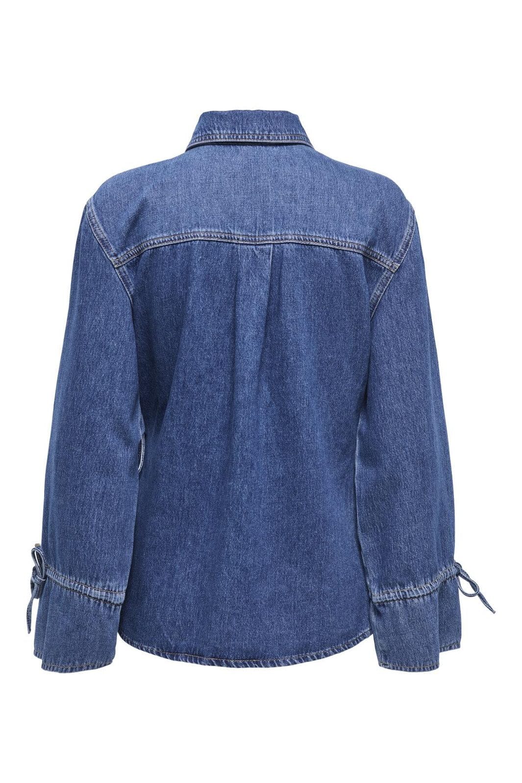 Only - Onlsmilla Ls Asym Tie Shirt Sik - 4879366 Medium Blue Denim