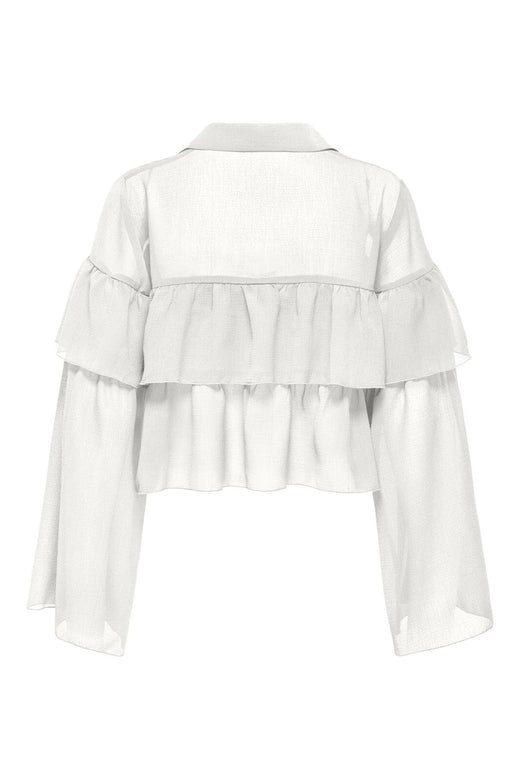 Only - Onlsuzzi L/S Frill Tie Top Ox - 4882991 Cloud Dancer