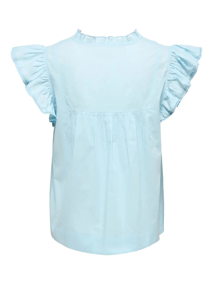 Only - Onltea-Idris S/L Frill Tape Top - 5066373 Dream Blue Toppe 