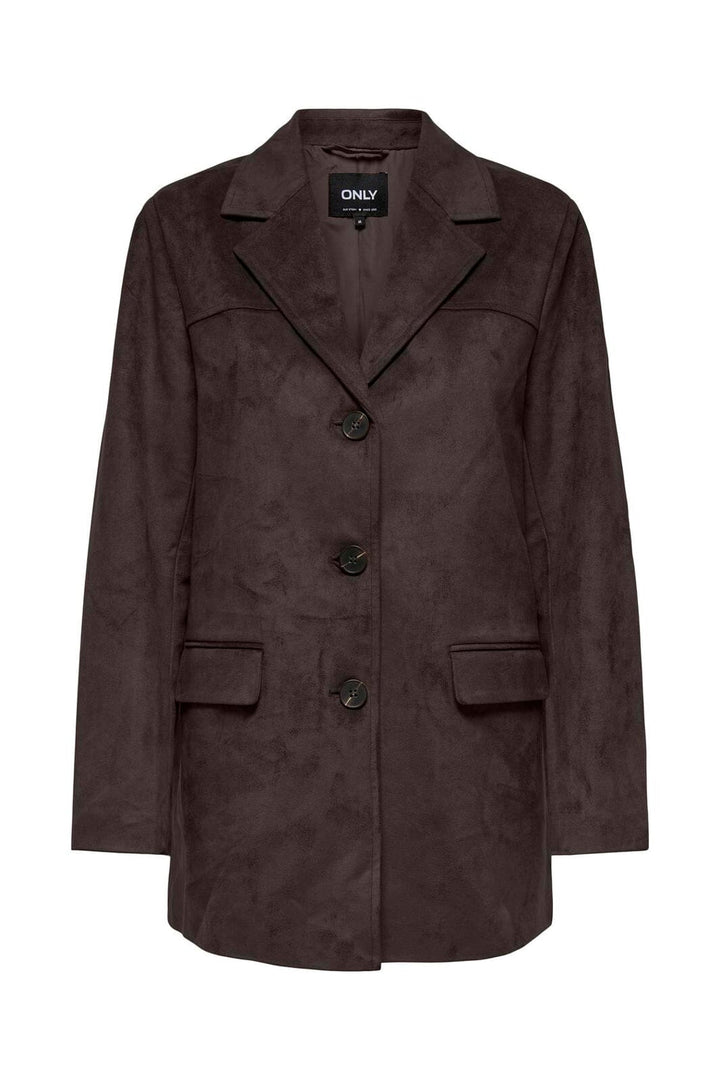 Only - Onltulip Faux Suede Blazer Coat - 4938153 Chocolate Torte