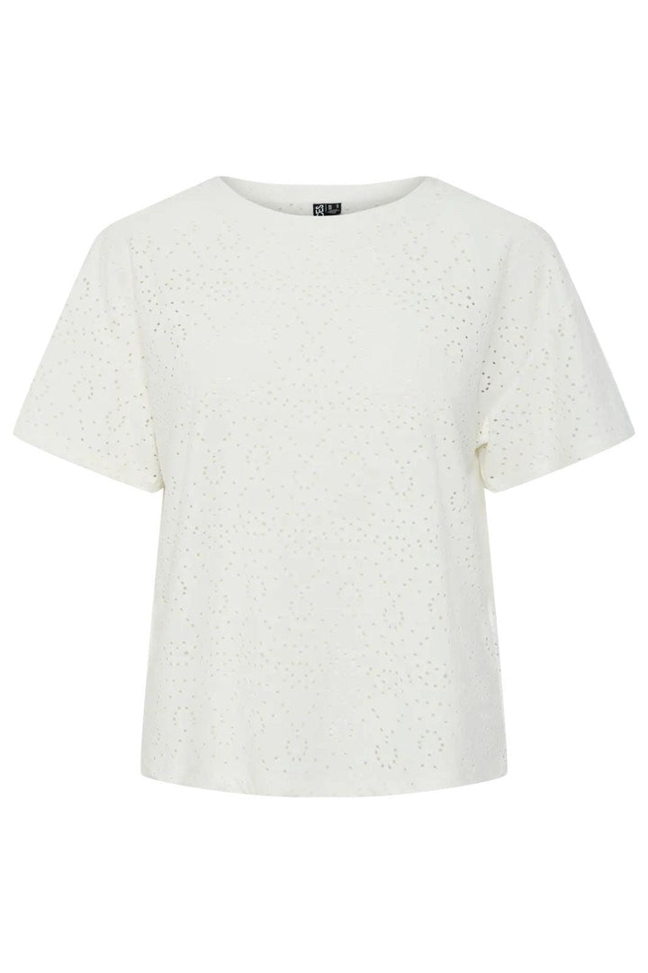 Pieces - Pcabby Ss Brod Ang Tee - 4640402 Cloud Dancer T-shirts 