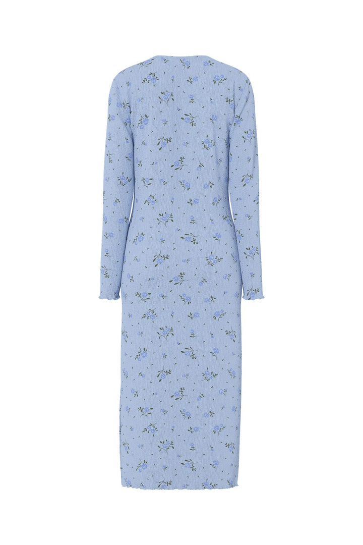 Pieces - Pcflora Ls Midi Dress - 4994206 Cashmere Blue Blue Flowers