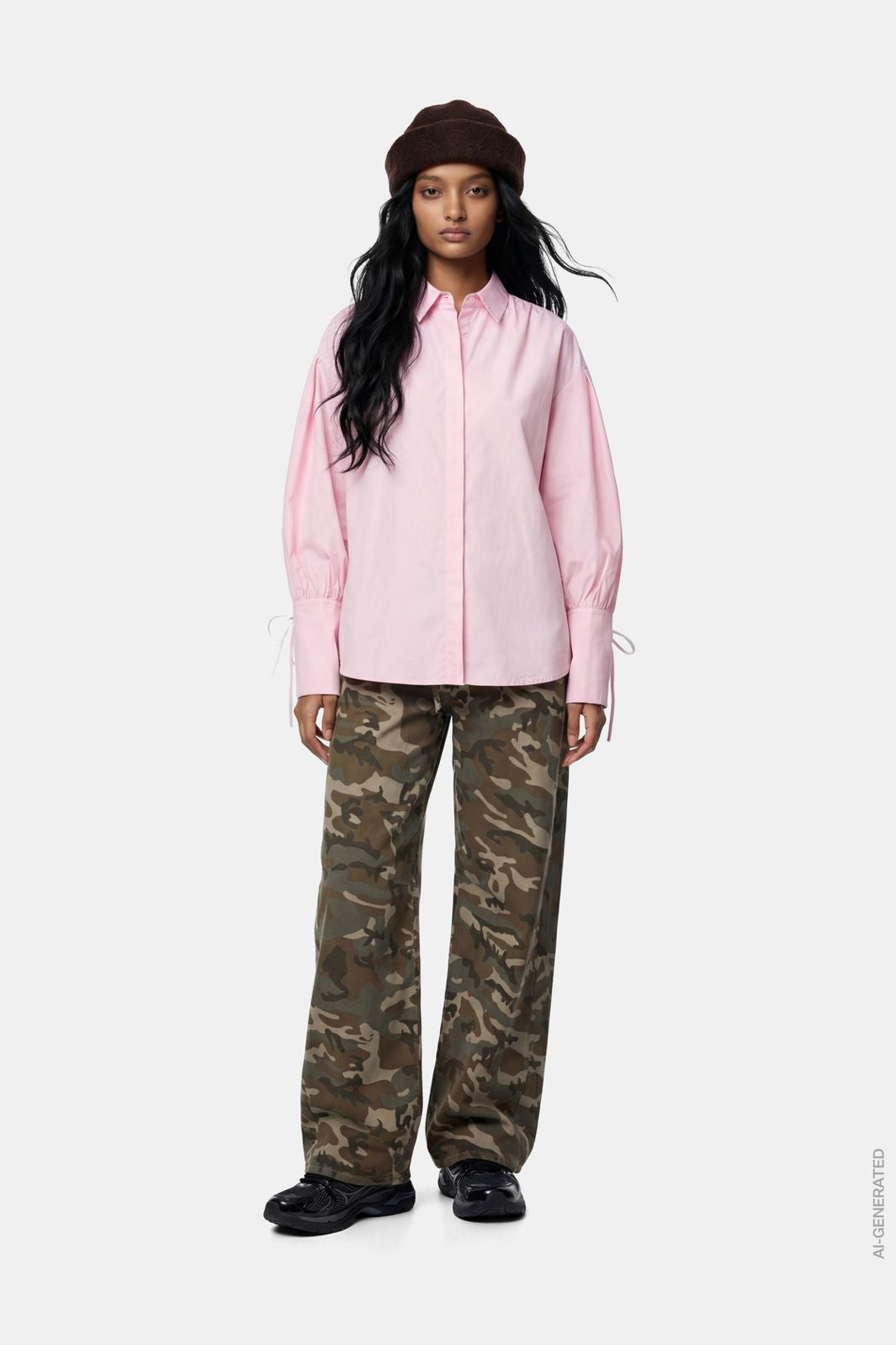 Pieces - Pcmimmi Tie Barrel Jeans - 5128114 Mermaid Camouflage