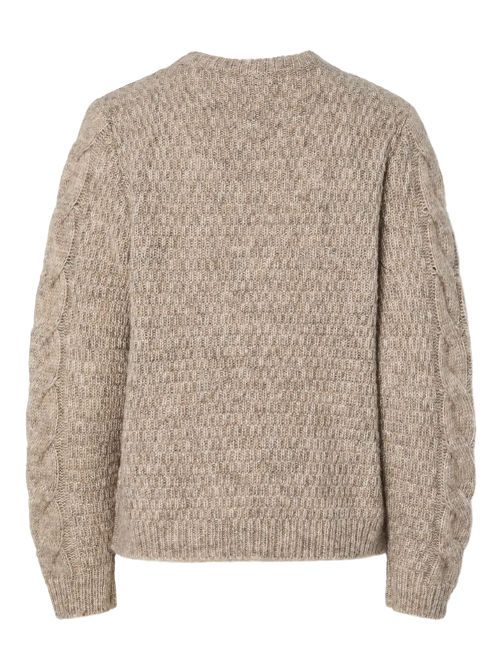 Pieces - Pcnina Ls V-Neck Knit - 4799695 Fossil Strikbluser 