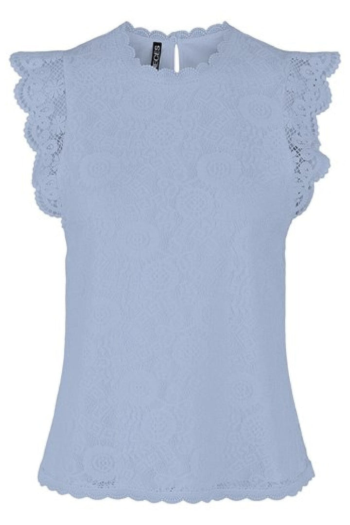 Pieces - Pcolline Sl Lace Top - 3861682 Kentucky Blue