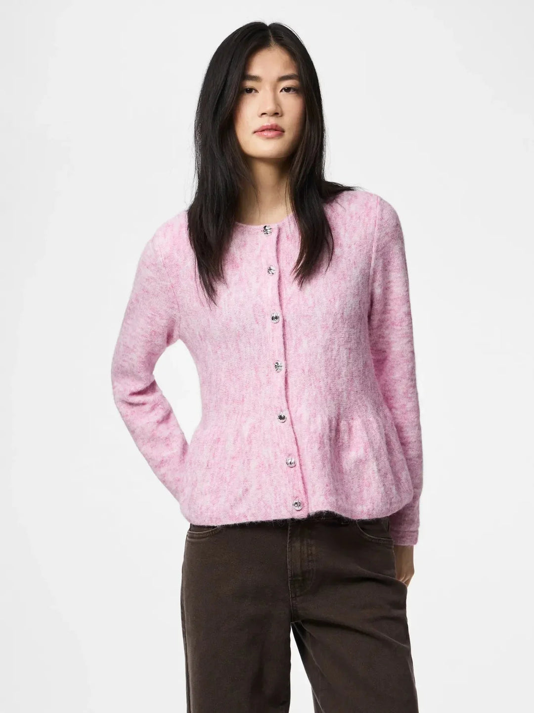 Pieces - Pcpinge Ls O-Neck Knit Cardigan - 5072103 Roseate Spoonbill Cardigans 