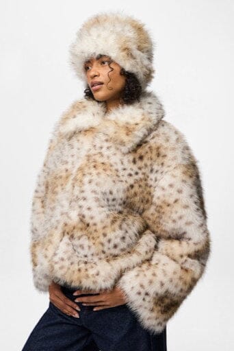 Pieces - Pcplush Fluffy Hat - 5023238 Cloud Dancer Leopard Huer 