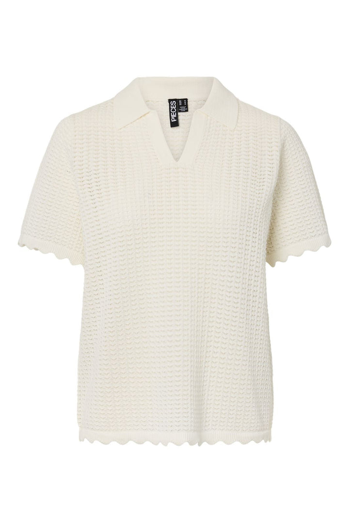 Pieces - Pcscout Ss Polo Knit Msa - 4945902 Cloud Dancer