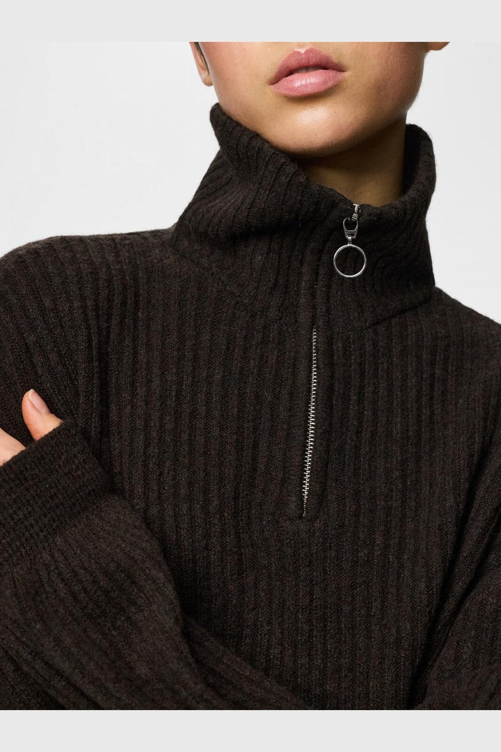 Pieces - Pcsilly Ls Half Zip Knit - 5099226 Delicioso Melange