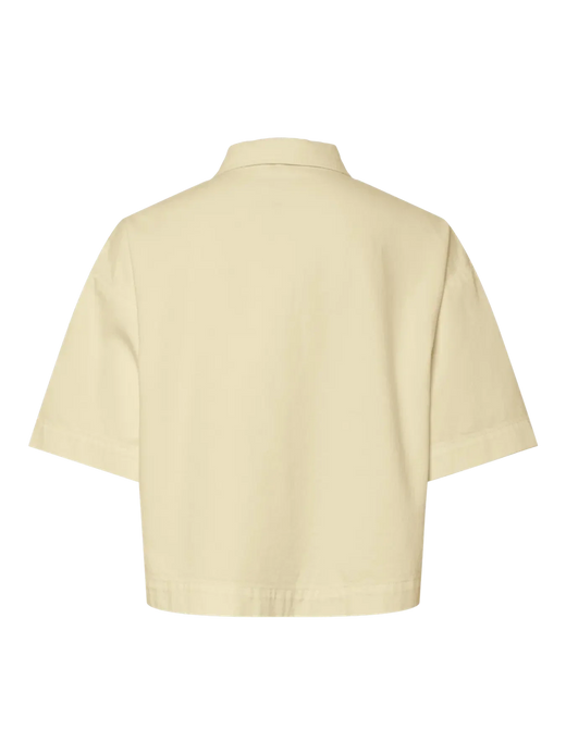 Pieces - Pcsky Ss A-Shape Denim Top - 4992607 French Vanilla Skjorter 